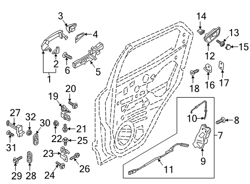 2022 Ford EcoSport Lock & Hardware Lock Cable Diagram for EN1Z-5826442-A