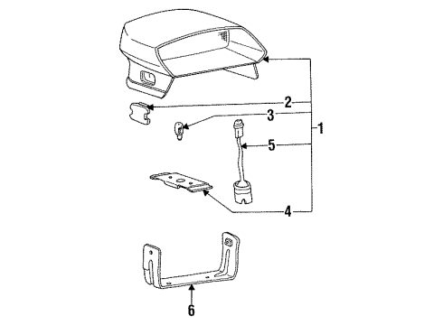 1990 Hyundai Excel High Mount Lamps Lamp Assembly-High Mounted Stop Interior Diagram for 92750-24000-FD