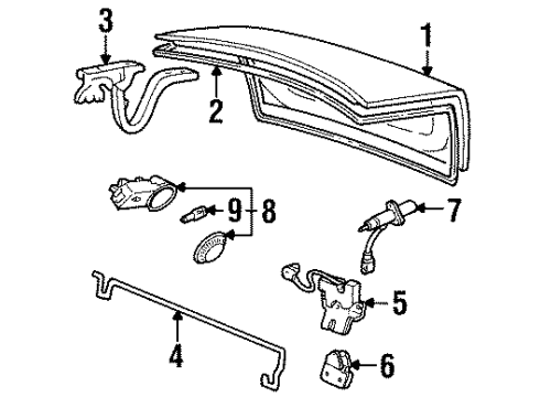 1999 Lincoln Continental Trunk Lock Cylinder Assembly Diagram for F8OZ-5443262-BE