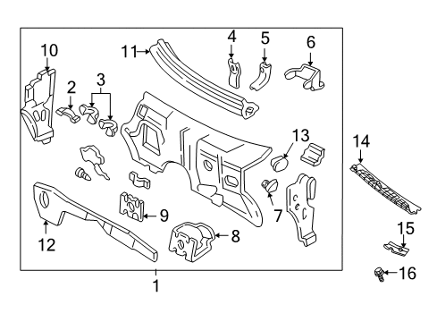 2003 Oldsmobile Bravada Cowl Insulator-Dash Panel Diagram for 15898581