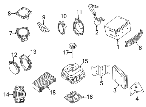 2016 Infiniti QX60 Sound System AMPLIFER Assembly-Speaker Diagram for 28061-3JC0B