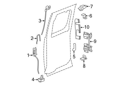 2012 GMC Sierra 2500 HD Rear Door - Lock & Hardware Hinge Asm-Rear Side Door (LH) Diagram for 22879595