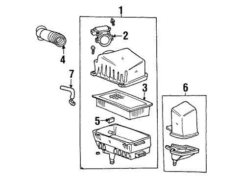 2000 Ford Escort Air Intake Air Cleaner Assembly Diagram for XS4Z-9600-AA