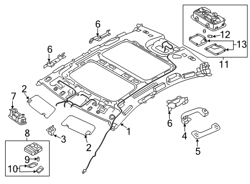 2014 Kia Cadenza Sunroof Retainer-Sunvisor Diagram for 852354D300AYK