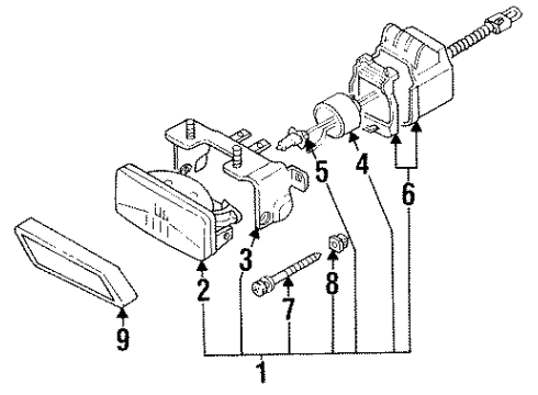 1995 Isuzu Trooper Fog Lamps Lamp Assembly Fog (Rh) Diagram for 8-97183-640-1