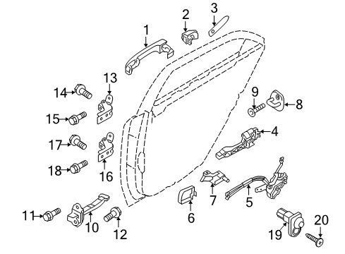 2012 Hyundai Elantra Rear Door Base Assembly-Rear Door Outside Handle, LH Diagram for 83655-3X000