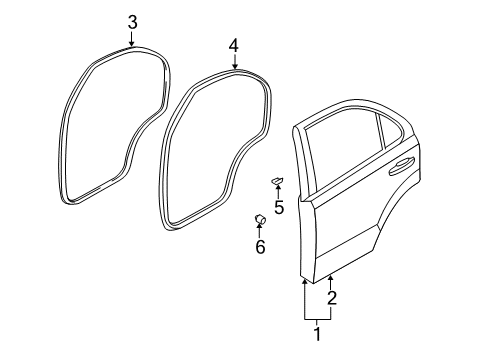 2004 Kia Sorento Rear Door WEATHERSTRIP-Rear Door Opening Diagram for 831203E000