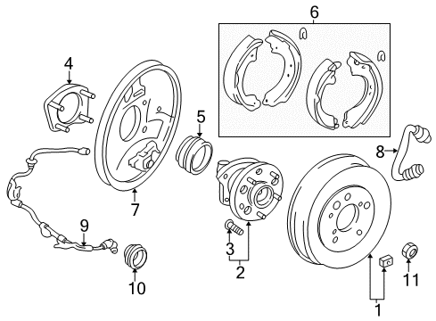 2004 Toyota RAV4 Rear Brakes Hub & Bearing Diagram for 42410-42020