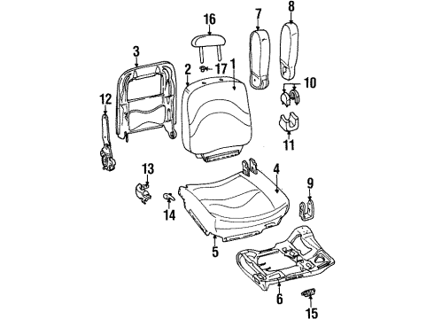 1999 Ford Crown Victoria Front Seat Components Recliner Adjuster Diagram for F5VY5462649A