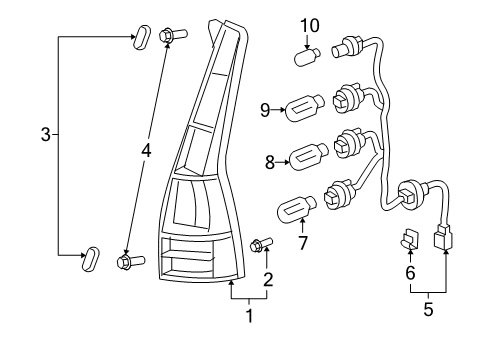 2011 Honda CR-V Bulbs Lamp Unit, L. Tail Diagram for 33551-SWA-A02