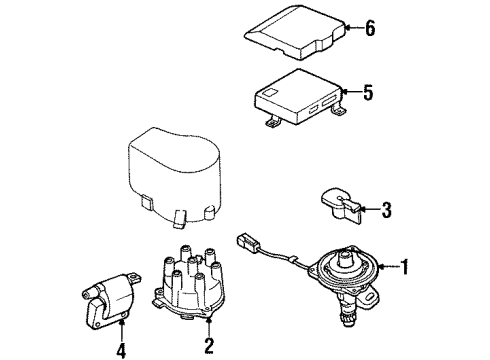 1993 Nissan D21 Ignition System Ignition Coil Assembly Diagram for 22433-55S10