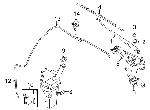 2014 Hyundai Elantra Coupe Wiper & Washer Components Windshield Washer Reservoir Assembly Diagram for 98620-3Y500