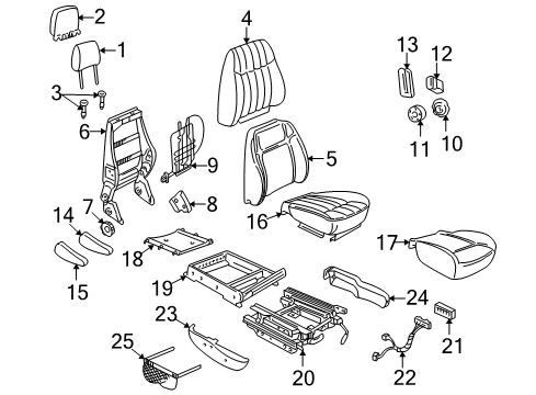 2002 Chevrolet Venture Power Seats Cover Asm, Driver Seat Back Cushion *Medium Neutra*Neutral Diagram for 88897363