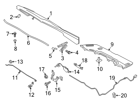 2020 Ford EcoSport Hood & Components Release Cable Diagram for GN1Z-16916-D