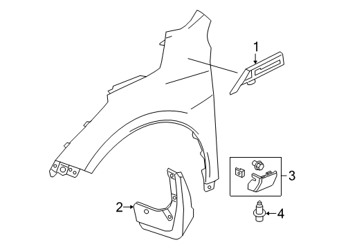 2019 Acura RDX Exterior Trim - Fender Garnish Left, Front Fender Diagram for 75331-TJB-A01