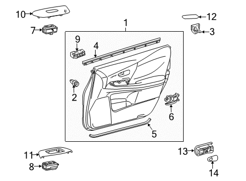 2010 Lexus HS250h Interior Trim - Front Door Board Sub-Assy, Front Door Trim, LH Diagram for 67620-75010-C2