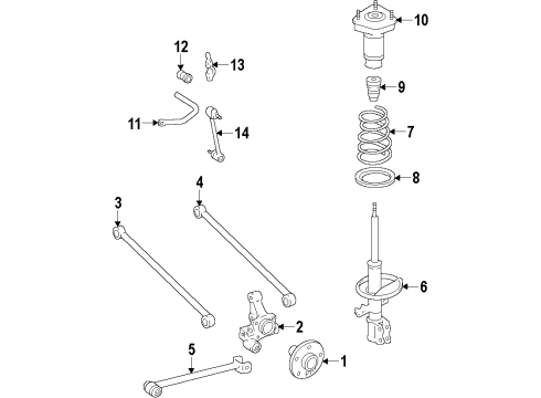 2009 Toyota Venza Rear Suspension Components, Stabilizer Bar Strut Diagram for 48530-A9690