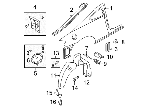 2003 Hyundai Tiburon Quarter Panel & Components Screw-Tapping Diagram for 12442-05163