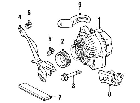 1997 Toyota Paseo Alternator Alternator Mount Bracket Diagram for 12511-11020