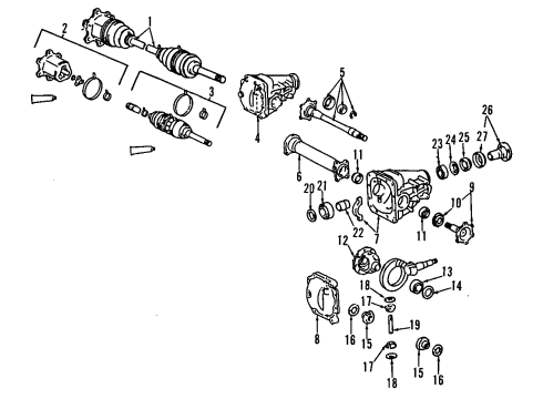 1995 Toyota Previa Front Axle, Axle Shafts & Joints, Differential, Drive Axles, Propeller Shaft Case, Front Differential Diagram for 41311-28020