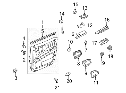 2008 Honda Ridgeline Back Glass Armrest Assembly, Right Front Door (Gray) Diagram for 83502-SJC-A11ZB