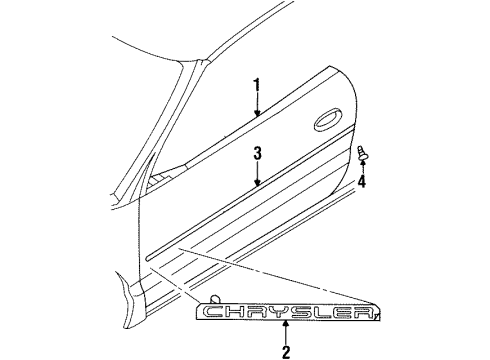 1997 Chrysler Sebring Exterior Trim - Door Molding-Door Diagram for QW75DX8AA