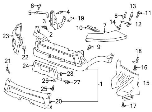 2022 Chevrolet Colorado Bumper & Components - Front Horn Bolt Diagram for 11519383