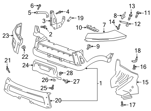 2022 Chevrolet Colorado Bumper & Components - Front Shield Lower Bolt Diagram for 11588960