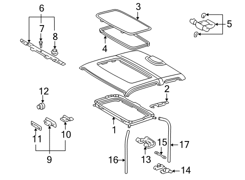 1999 Toyota Tacoma Sunroof Sunroof Glass Diagram for 63201-35031