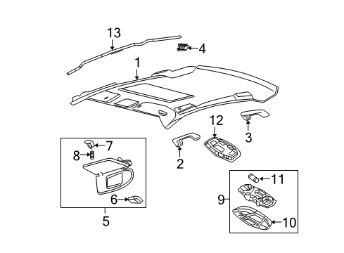 2011 Ford Fusion Interior Trim - Roof Sunvisor Diagram for AE5Z-5404105-AA