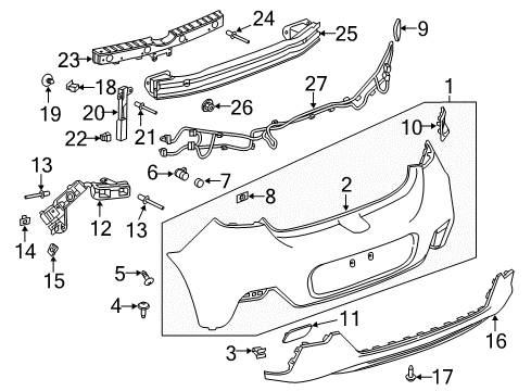 2019 Chevrolet Cruze Rear Bumper Object Sensor Diagram for 84372936