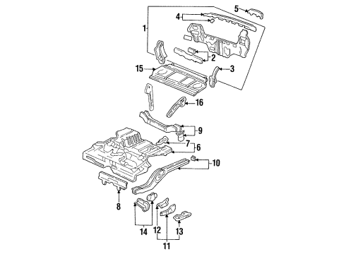 1993 Honda Civic Rear Body Stiffener, RR. Jack Diagram for 65513-SR4-300ZZ