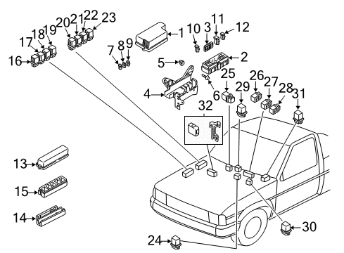 1999 Nissan Frontier Cruise Control System Connector Assy-Fusible Link Diagram for 24370-C9911