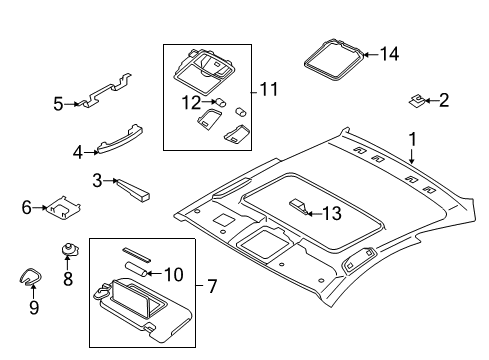 2008 Infiniti G37 Interior Trim - Roof Lamp Assembly Map Diagram for 26430-JL05A