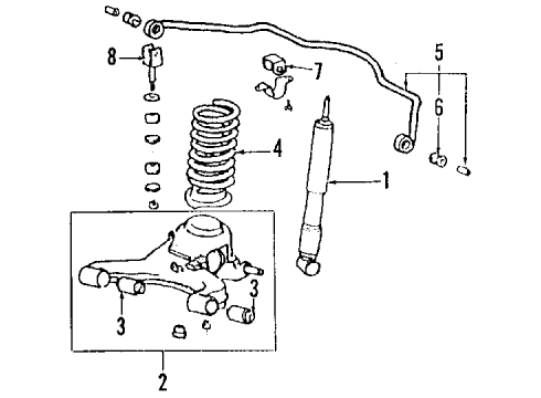 1984 Toyota Cressida Stabilizer Bar & Components - Rear ABSORBER, Shock, Rear Diagram for 48531-29377