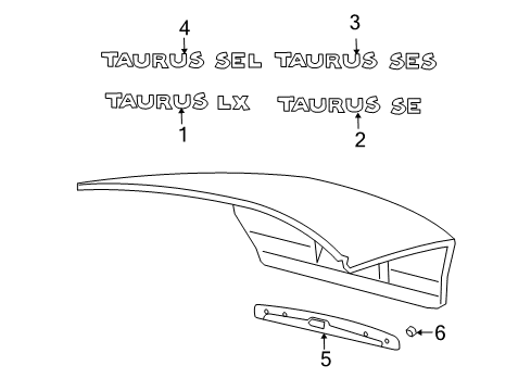 2003 Ford Taurus Exterior Trim - Trunk Lid Shield Diagram for YF1Z-13B482-AAG