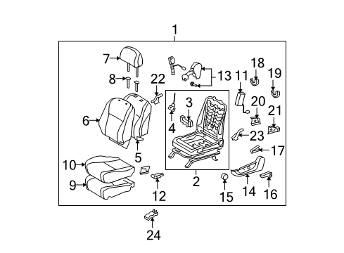 2010 Toyota Highlander Driver Seat Components Seat Assembly Diagram for 71200-0E120-B1