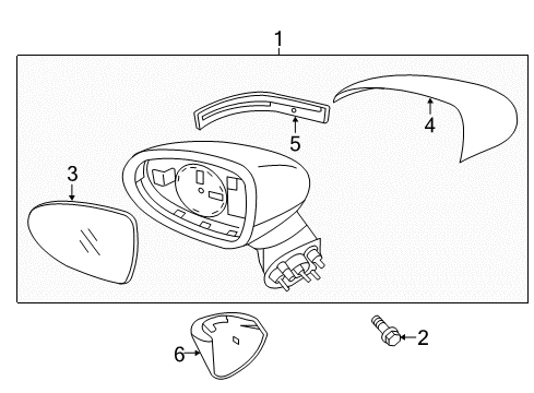 2017 Kia Rio Outside Mirrors Outside Rear View G/Holder Assembly, Right Diagram for 876211W050