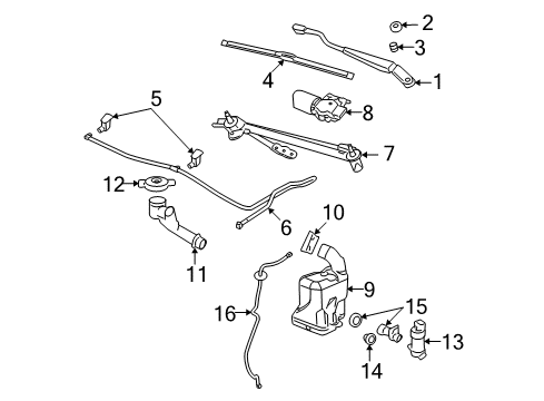2009 Saturn Aura Wiper & Washer Components Hose Asm-Windshield Washer Nozzle Diagram for 25930185