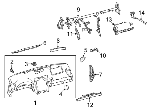 2011 Lexus IS F Cluster & Switches, Instrument Panel Brace Sub-Assy, Instrument Panel, NO.2 Diagram for 55352-53040