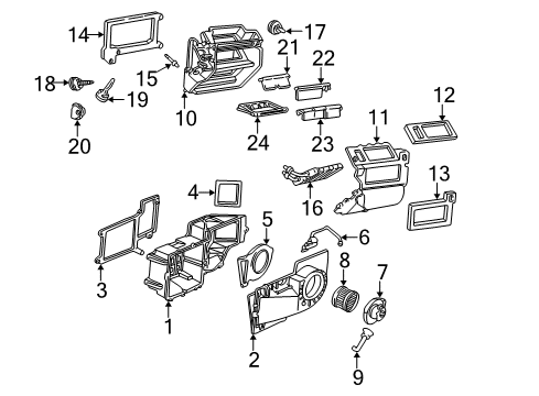 2002 Chevrolet Express 2500 Blower Motor & Fan Temperature Door Actuator Diagram for 89018356