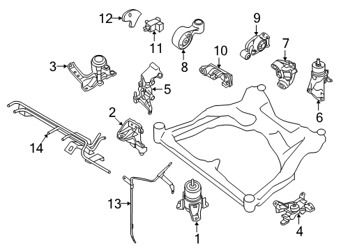 2016 Nissan Murano Engine & Trans Mounting Engine Mounting Bracket, Rear Diagram for 11332-3KA0A
