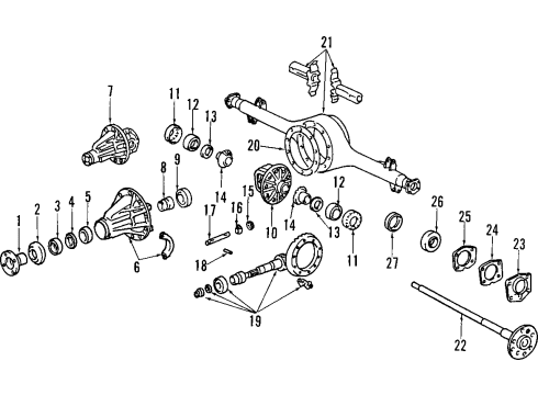 1994 Toyota Previa Rear Axle, Differential, Propeller Shaft Slip Yoke Diagram for 37302-24010