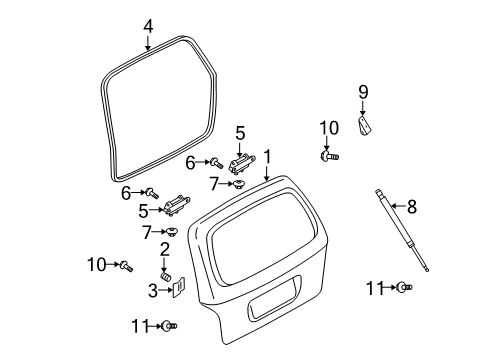 2003 Kia Sedona Lift Gate Hinge Sub Assembly-Back Diagram for 0K53A62210