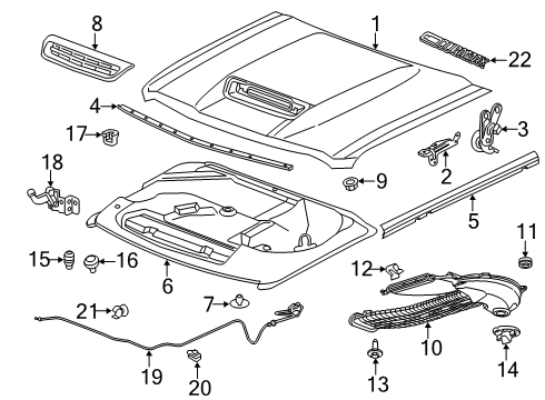 2018 Chevrolet Silverado 2500 HD Hood & Components Insulator Diagram for 84101781