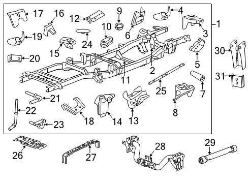 2016 Ram 2500 Frame & Components Rod-Exhaust Pipe Support Diagram for 68227592AA