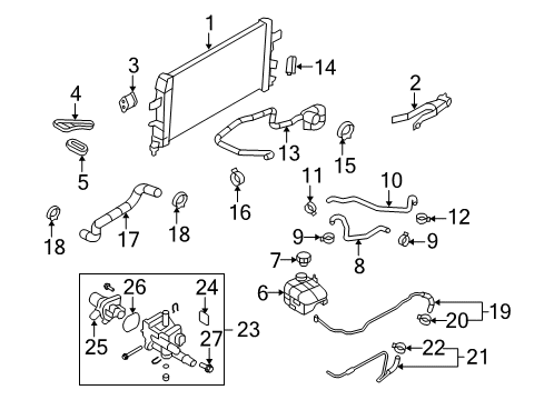 2008 Saturn Astra Radiator & Components Insulator, Radiator Upper Diagram for 90530926