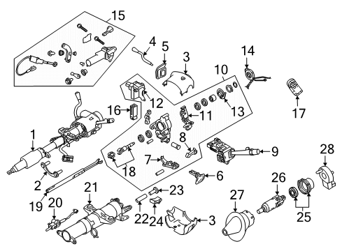 2021 GMC Savana 3500 Steering Column & Wheel, Steering Gear & Linkage, Shaft & Internal Components, Shroud, Switches & Levers Column Assembly Diagram for 84879213
