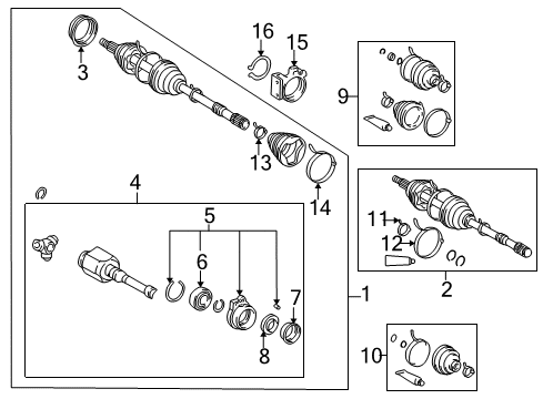 2000 Toyota RAV4 Drive Axles - Front Clamp Diagram for 42345-20100