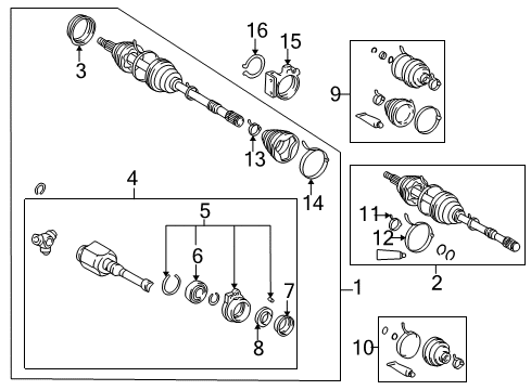 1997 Toyota RAV4 Drive Axles - Front Outer Boot Diagram for 04438-42060